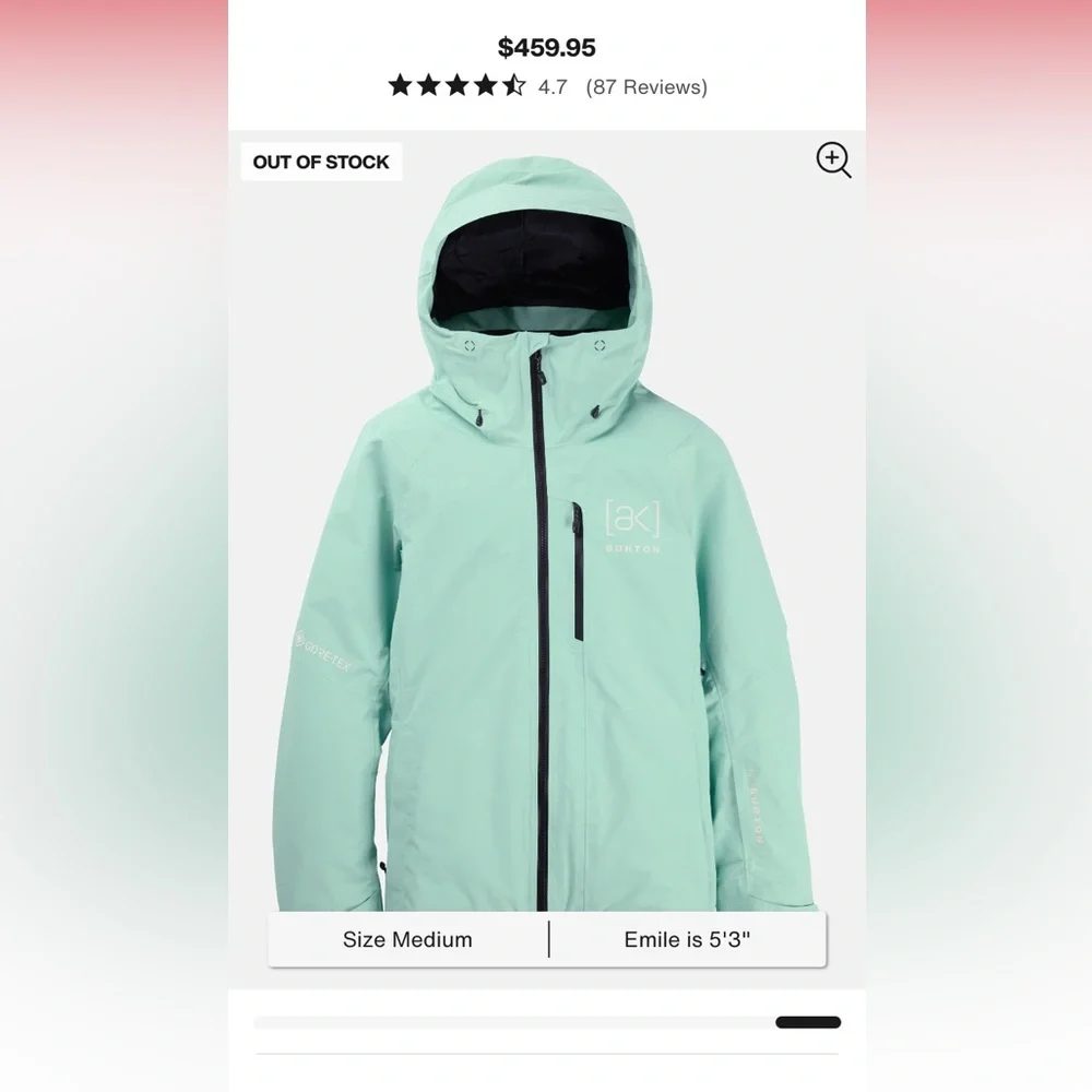 Women's Burton [ak]® Upshift GORE-TEX 2L Jacket in Powder Mint - Picture 5 of 16